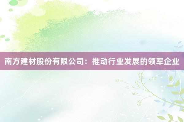 南方建材股份有限公司：推动行业发展的领军企业